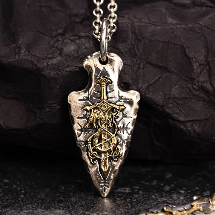 WorldNorse Halskette mit Drachenschwert, 925er Sterlingsilber