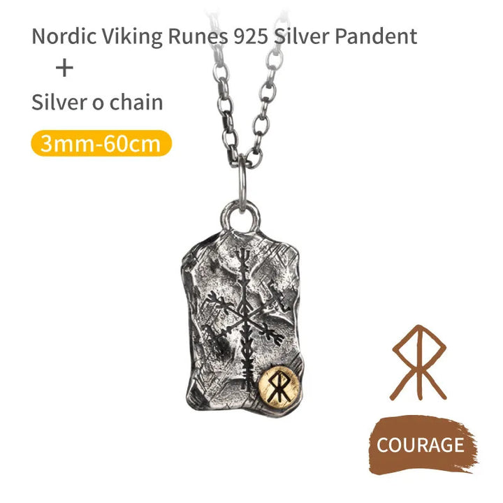 WorldNorse handgefertigtes 925er Silber Rune mit Vegvisir Halskette - Mut - Kette - image 2