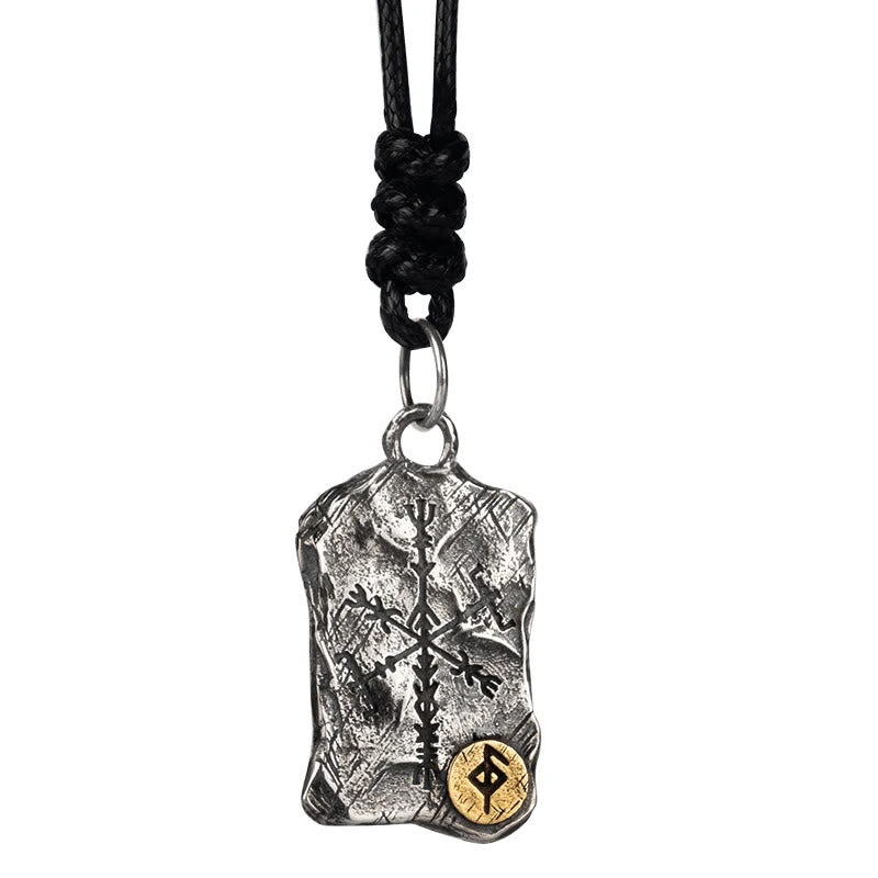 WorldNorse 925 Sterling Silber Rune mit Vegvisir Halskette