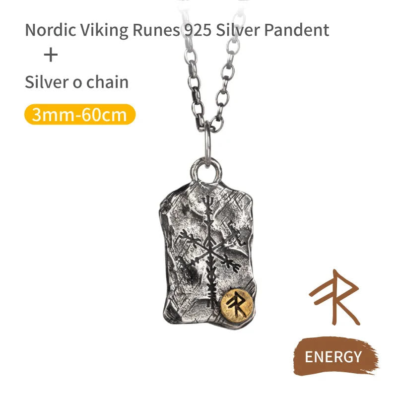 WorldNorse 925 Sterling Silber Rune mit Vegvisir Halskette