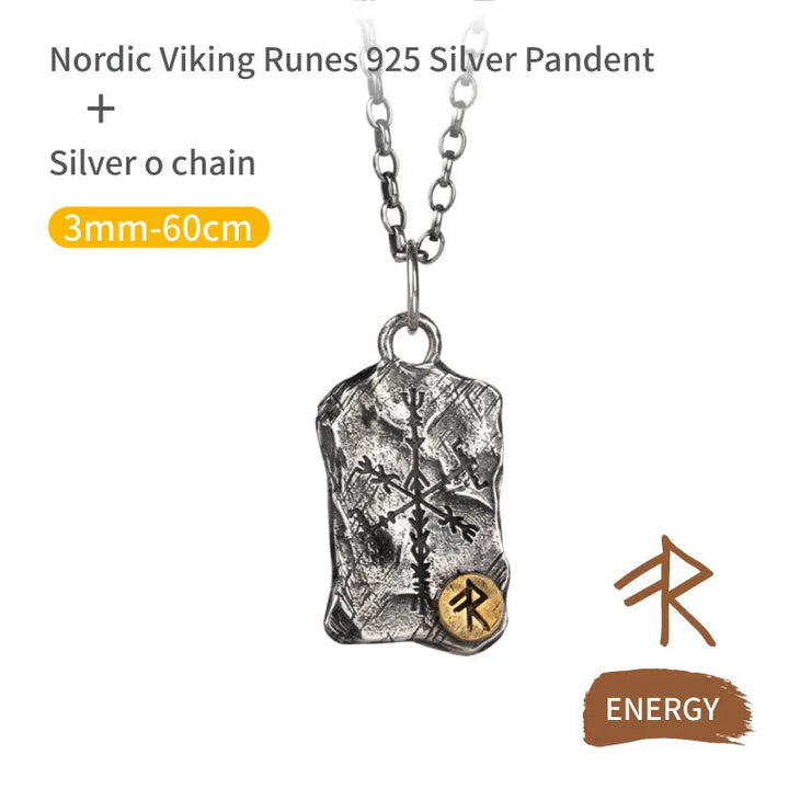 WorldNorse 925 Sterling Silber Rune mit Vegvisir Halskette