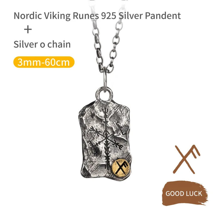 WorldNorse 925 Sterling Silber Rune mit Vegvisir Halskette