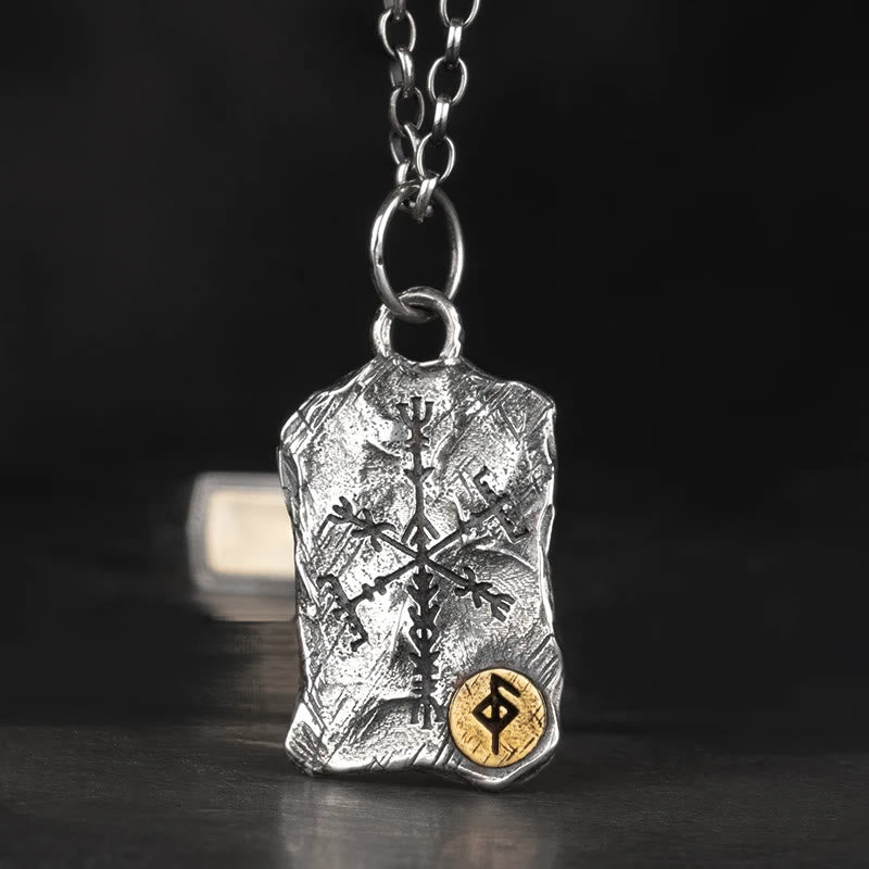 WorldNorse 925 Sterling Silber Rune mit Vegvisir Halskette