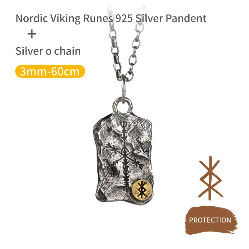 WorldNorse 925 Sterling Silber Rune mit Vegvisir Halskette