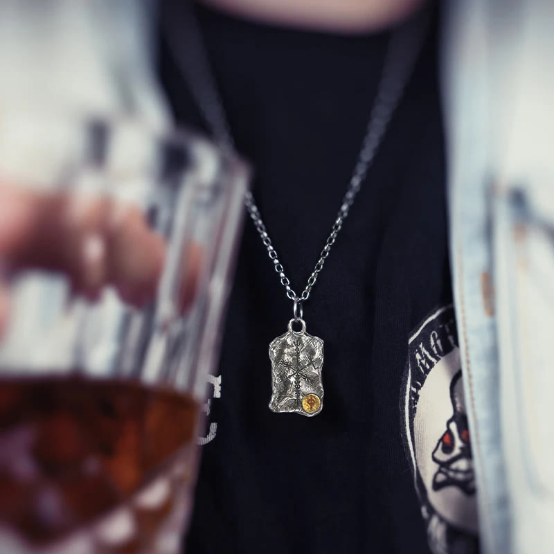 WorldNorse 925 Sterling Silber Rune mit Vegvisir Halskette