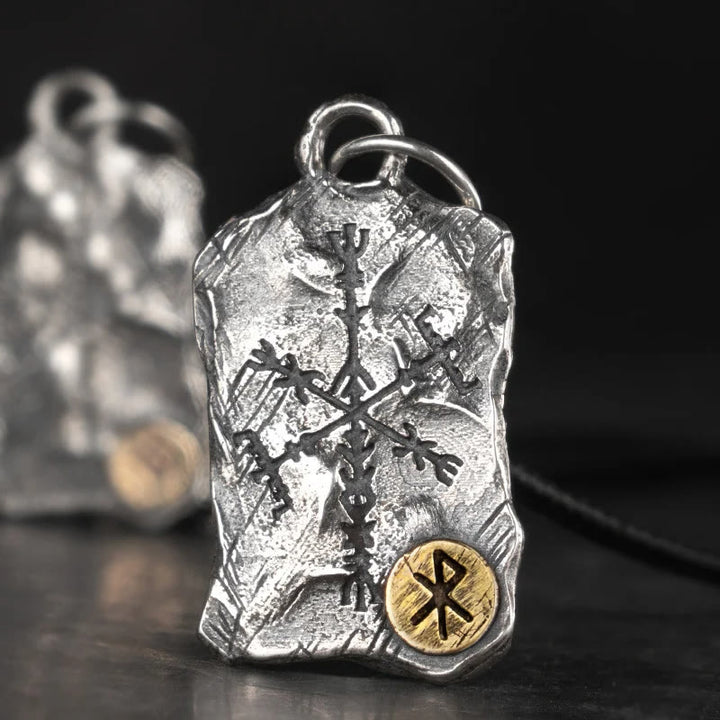 WorldNorse handgefertigtes 925er Silber Rune mit Vegvisir Halskette - image 0