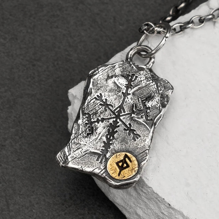 WorldNorse 925 Sterling Silber Rune mit Vegvisir Halskette