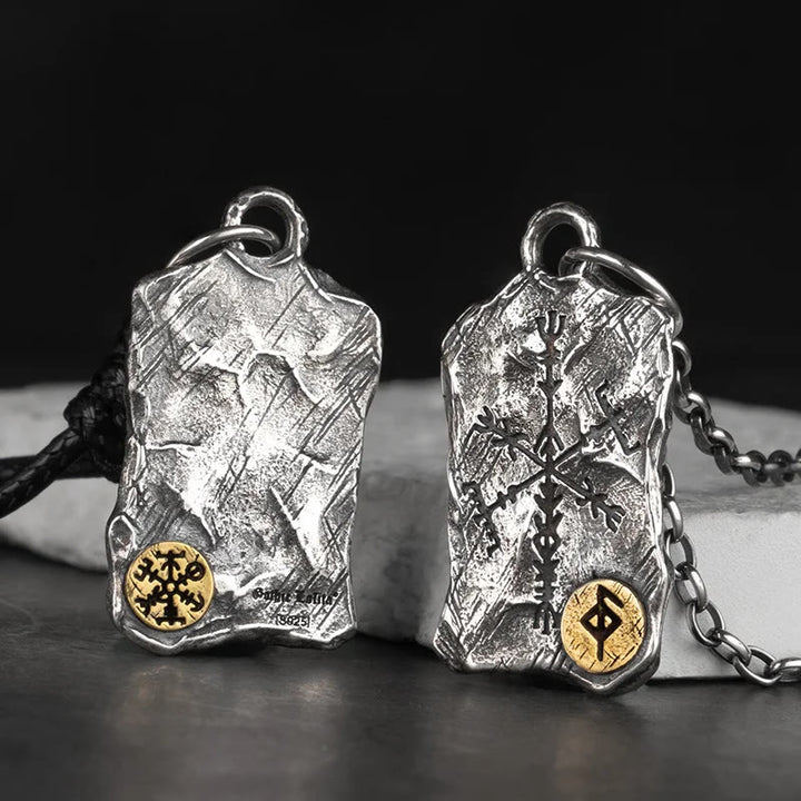 WorldNorse 925 Sterling Silber Rune mit Vegvisir Halskette