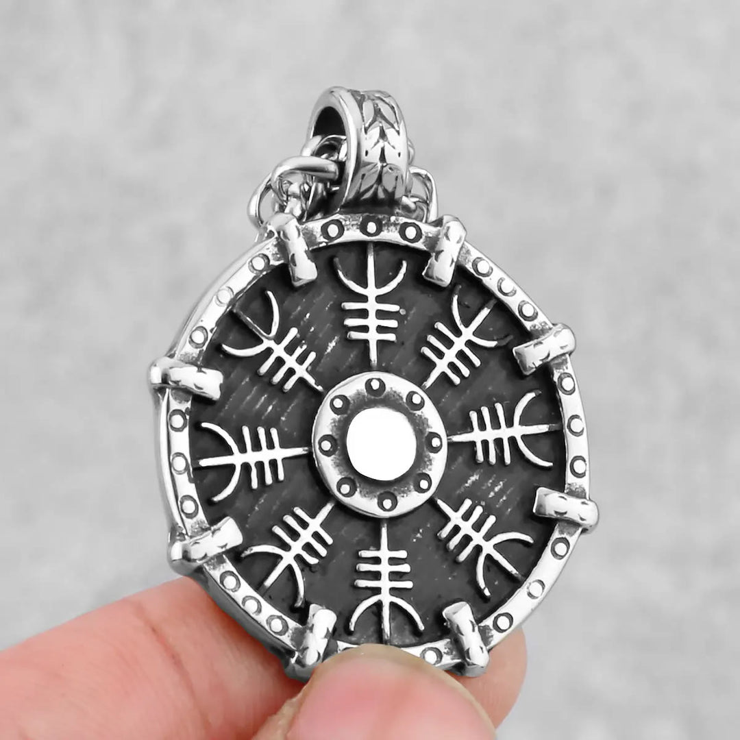 WorldNorse Helm der Ehrfurcht Schild Amulett Halskette