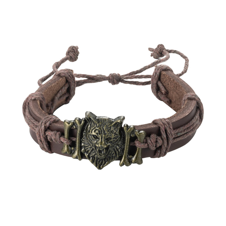 WorldNordischer Wolf mit Lederarmband