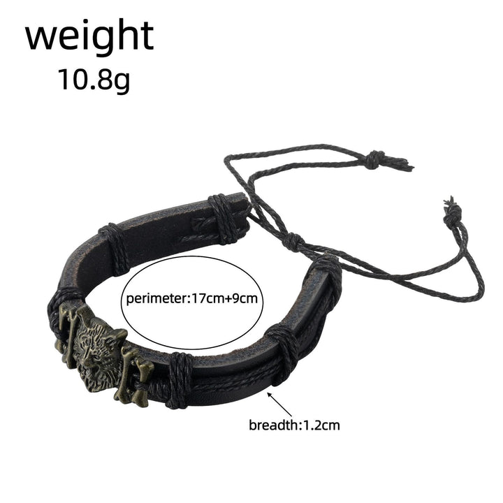 WorldNordischer Wolf mit Lederarmband