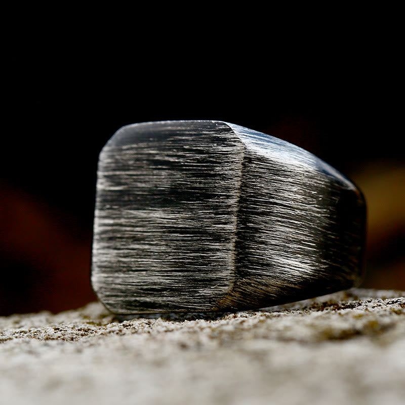 WorldNorse Retro Schlichter quadratischer Edelstahlring