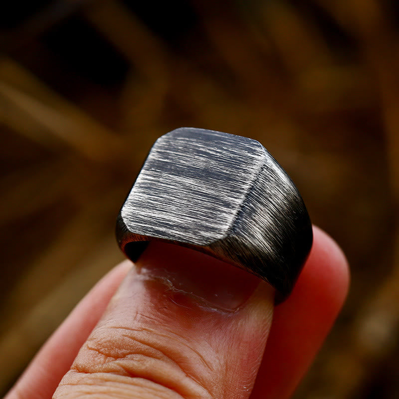 WorldNorse Retro Schlichter quadratischer Edelstahlring