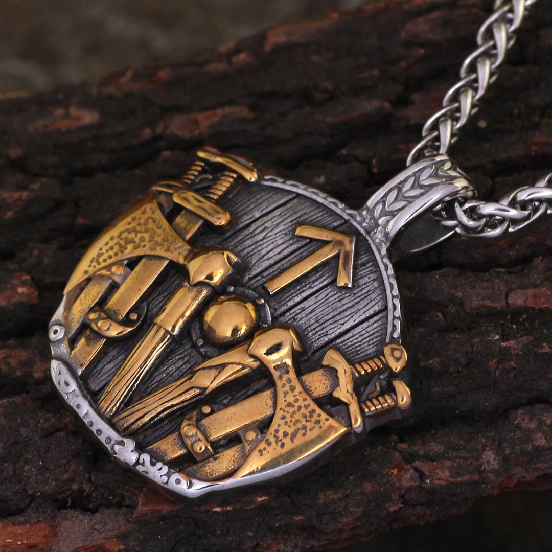 WorldNorse Schild Schwert Rune Waffen Halskette