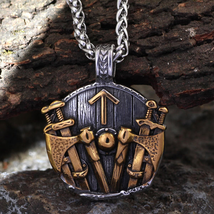 WorldNorse Schild Schwert Rune Waffen Halskette