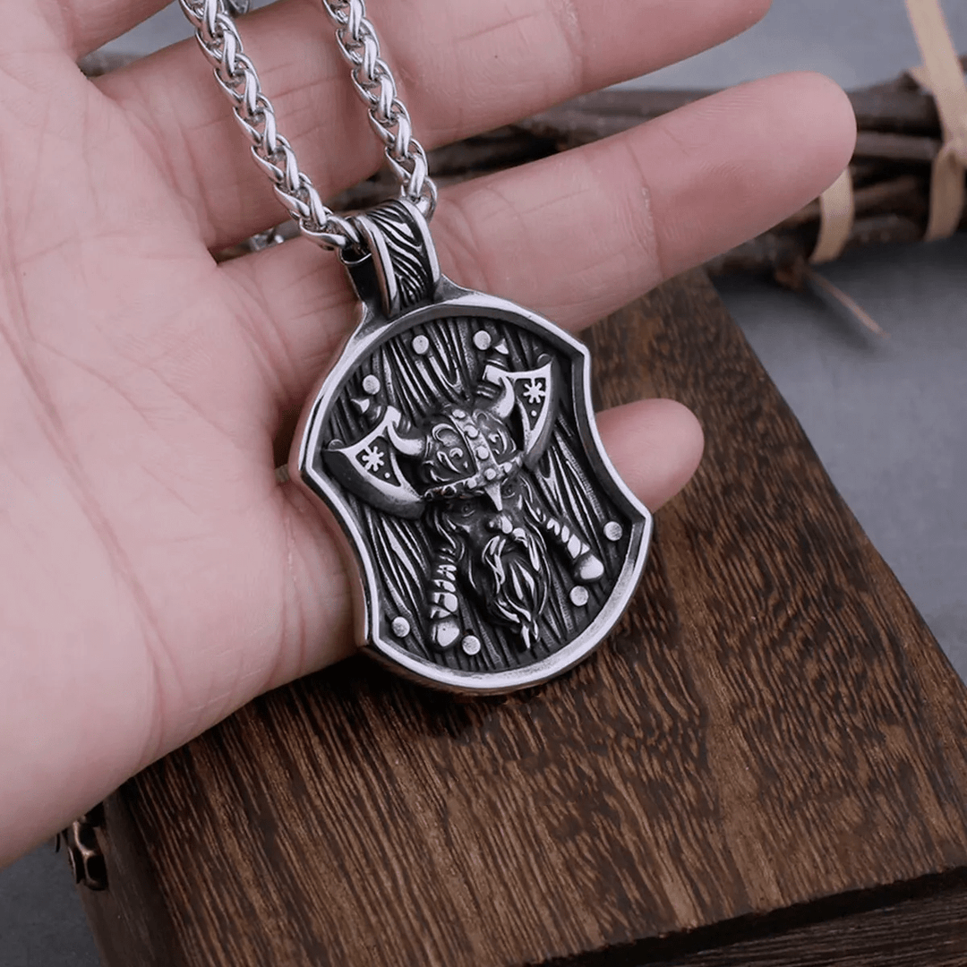 WorldNorse Odin Warrior Axe Shield Halskette