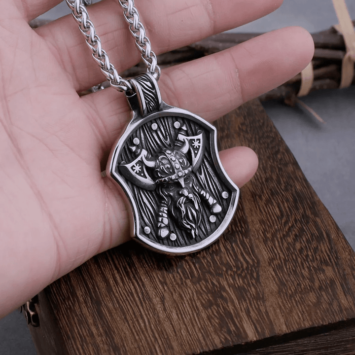 WorldNorse Odin Warrior Axe Shield Halskette
