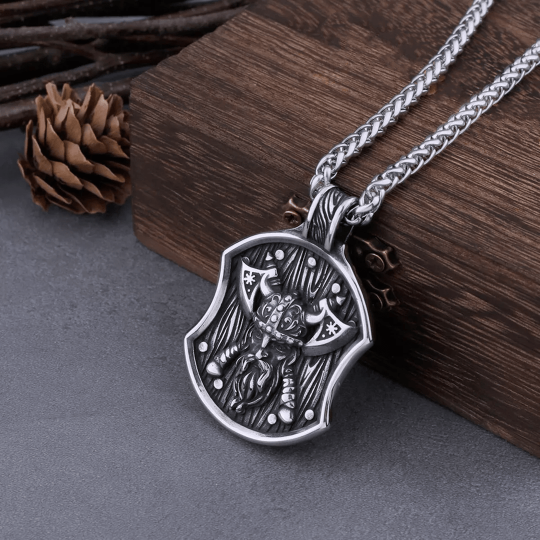 WorldNorse Odin Warrior Axe Shield Halskette