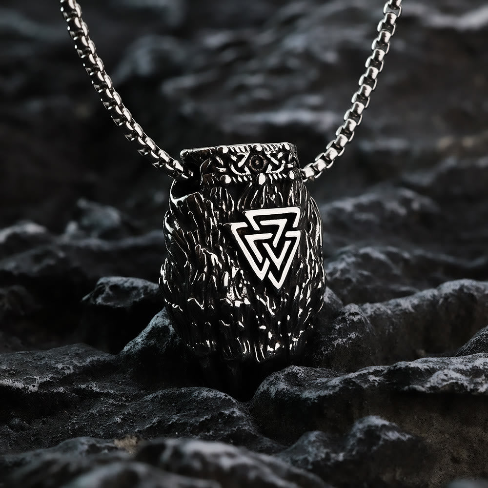 WorldNordische Wikinger Bär Halskette mit Bärentatze und Valknut Anhänger