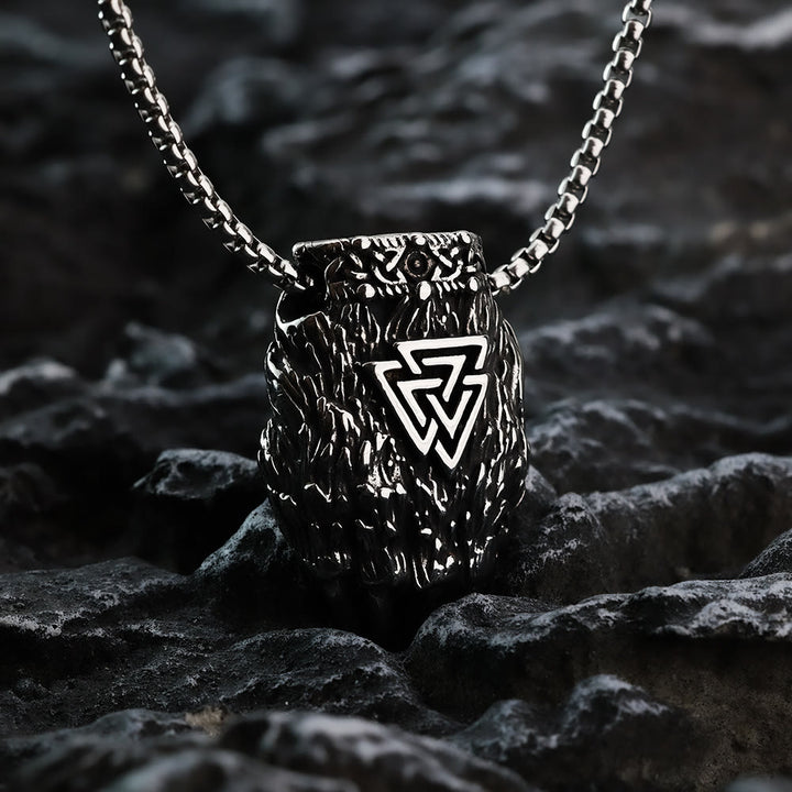 WorldNordische Wikinger Bär Halskette mit Bärentatze und Valknut Anhänger