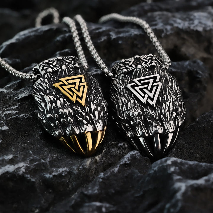 WorldNordische Wikinger Bär Halskette mit Bärentatze und Valknut Anhänger