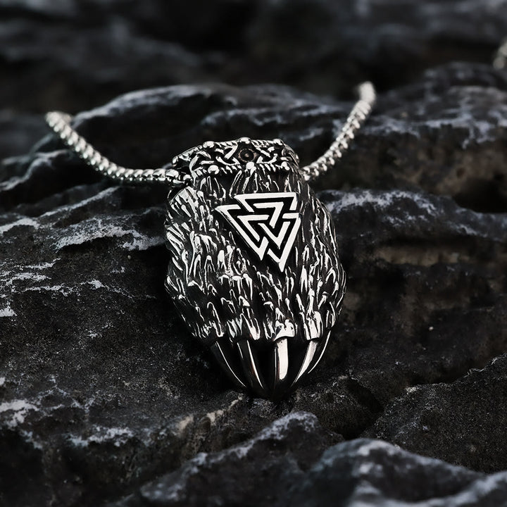 WorldNordische Wikinger Bär Halskette mit Bärentatze und Valknut Anhänger