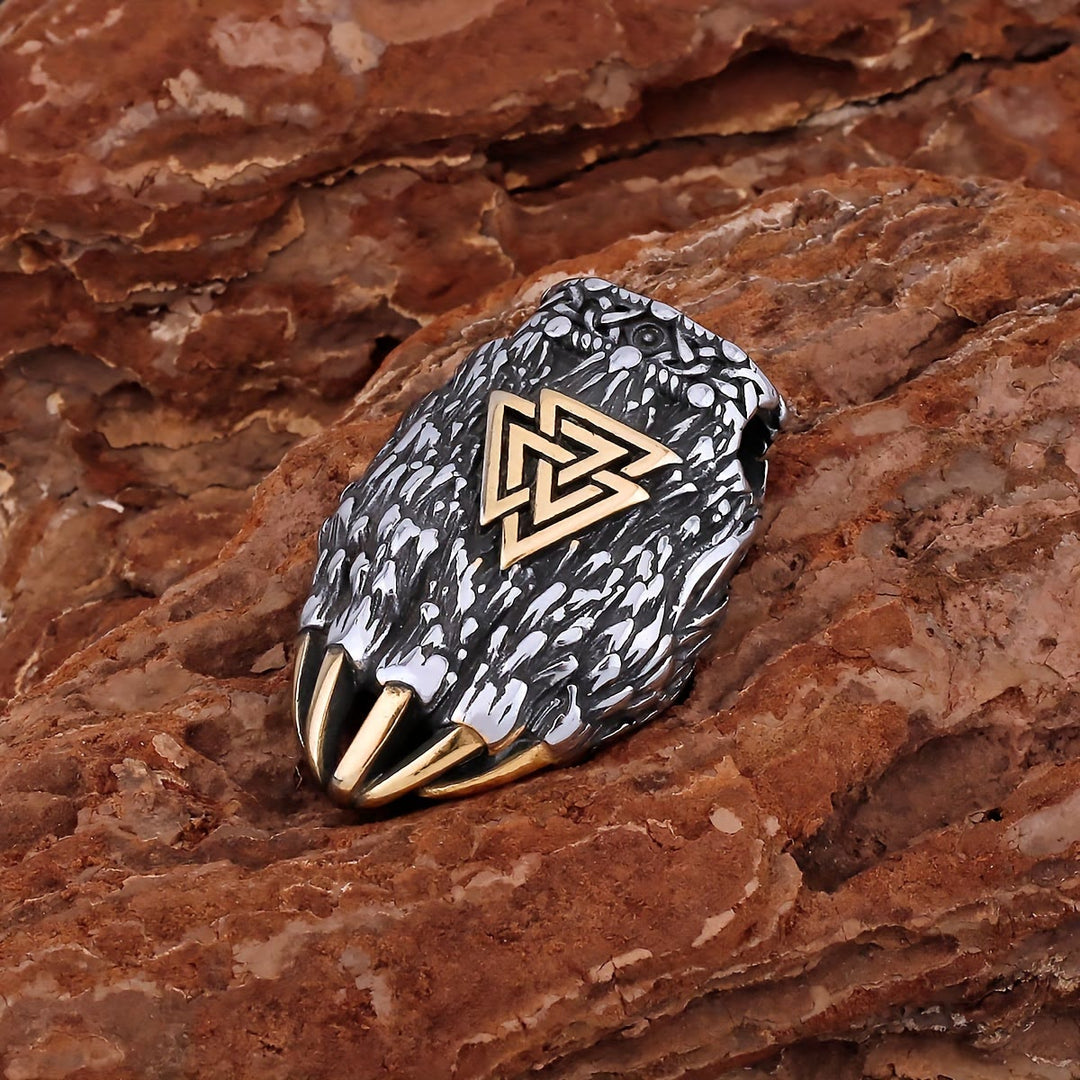 WorldNordische Wikinger Bär Halskette mit Bärentatze und Valknut Anhänger