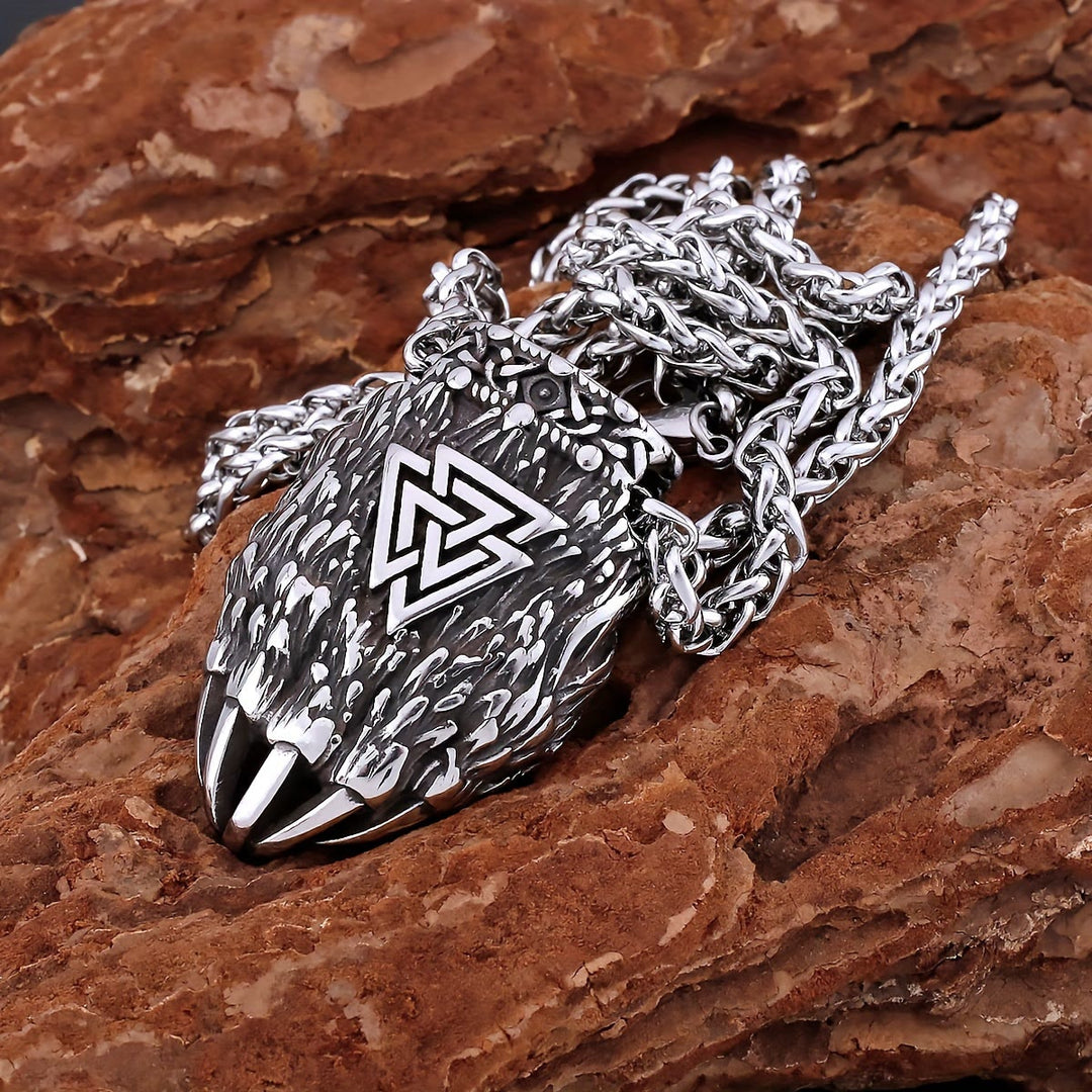 WorldNordische Wikinger Bär Halskette mit Bärentatze und Valknut Anhänger