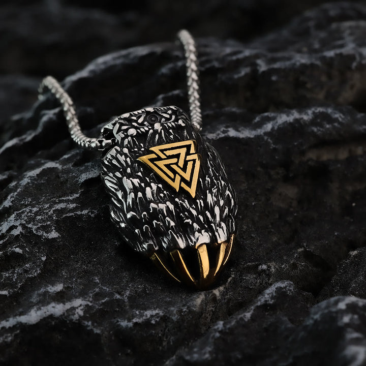 WorldNordische Wikinger Bär Halskette mit Bärentatze und Valknut Anhänger