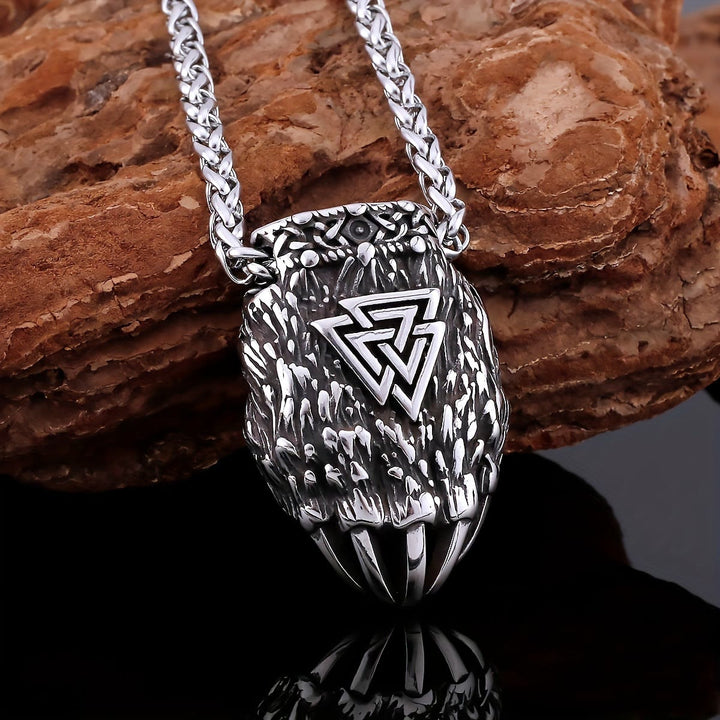WorldNordische Wikinger Bär Halskette mit Bärentatze und Valknut Anhänger