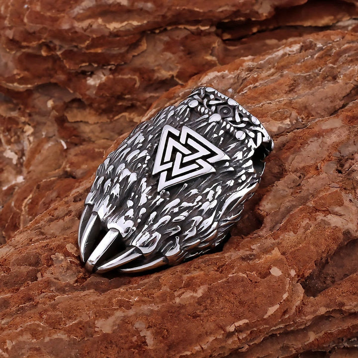 WorldNordische Wikinger Bär Halskette mit Bärentatze und Valknut Anhänger