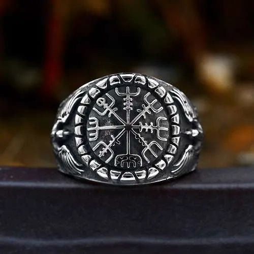 WeltNordischer Raven und Vegvisir Ring