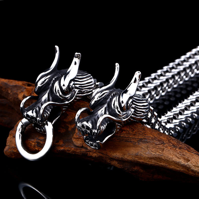 WorldNorse Doppel-Drachenköpfe-Gliederarmband