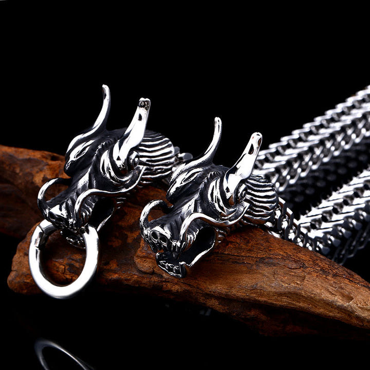 WorldNorse Doppel-Drachenköpfe-Gliederarmband