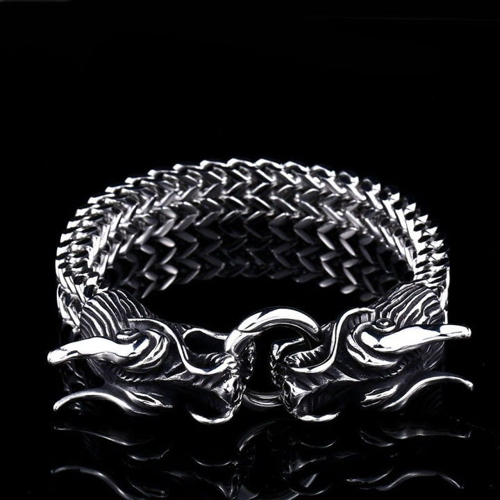 WorldNorse Doppel-Drachenköpfe-Gliederarmband