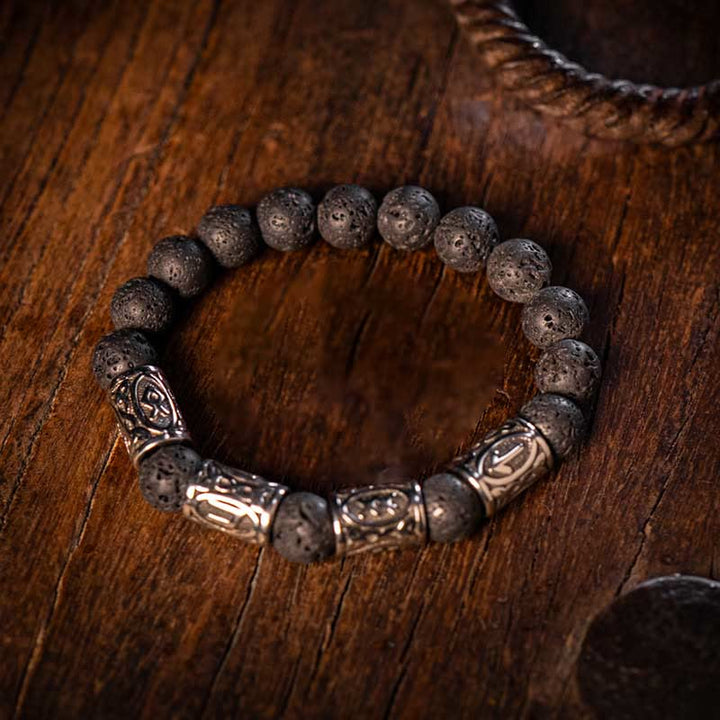 WorldNorse Keltischer Knoten Vulkangestein Runenarmband