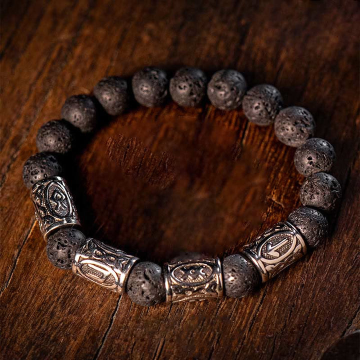 WorldNorse Keltischer Knoten Vulkangestein Runenarmband