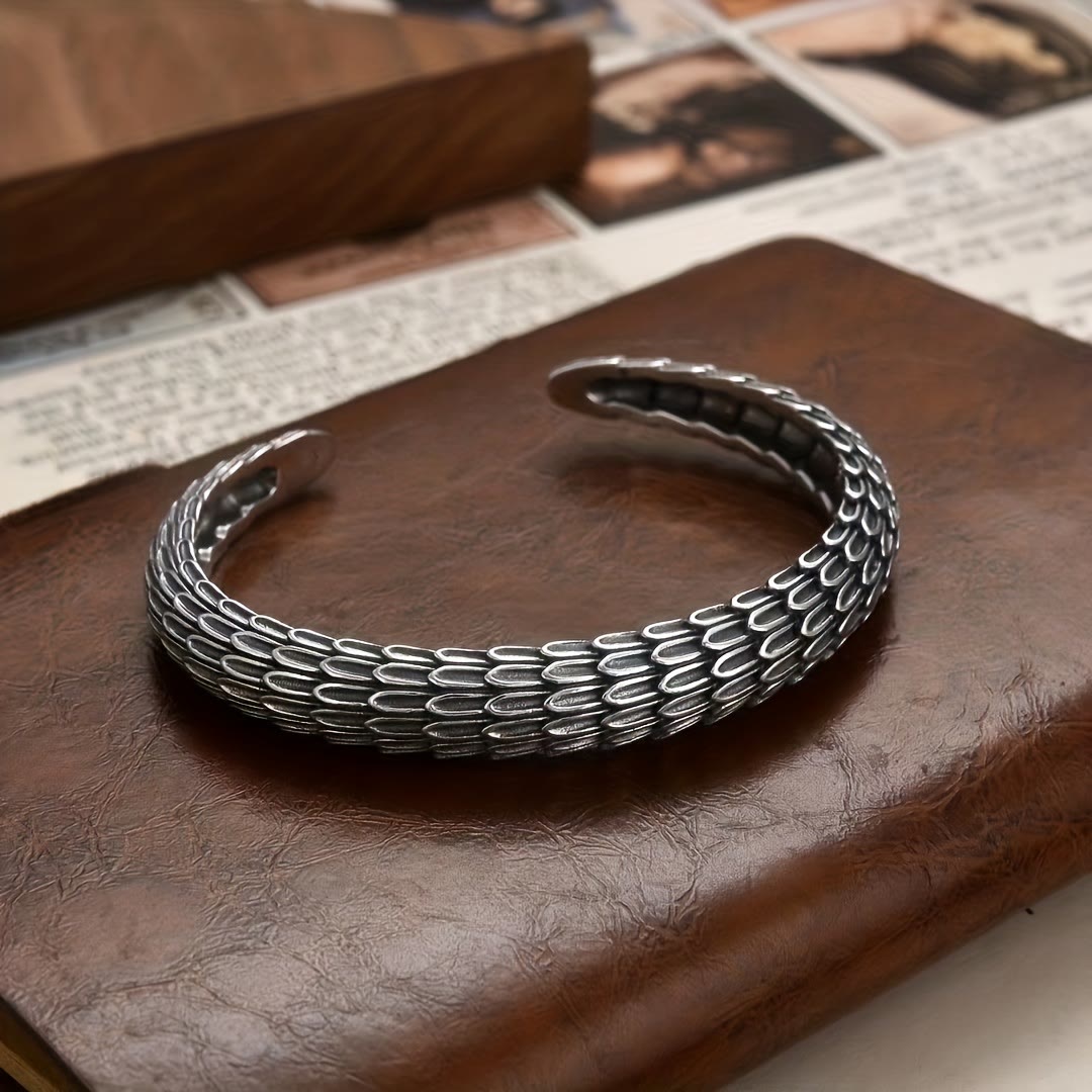 WorldNorse Retro-Armband mit Drachenschuppen-Manschette zum Öffnen