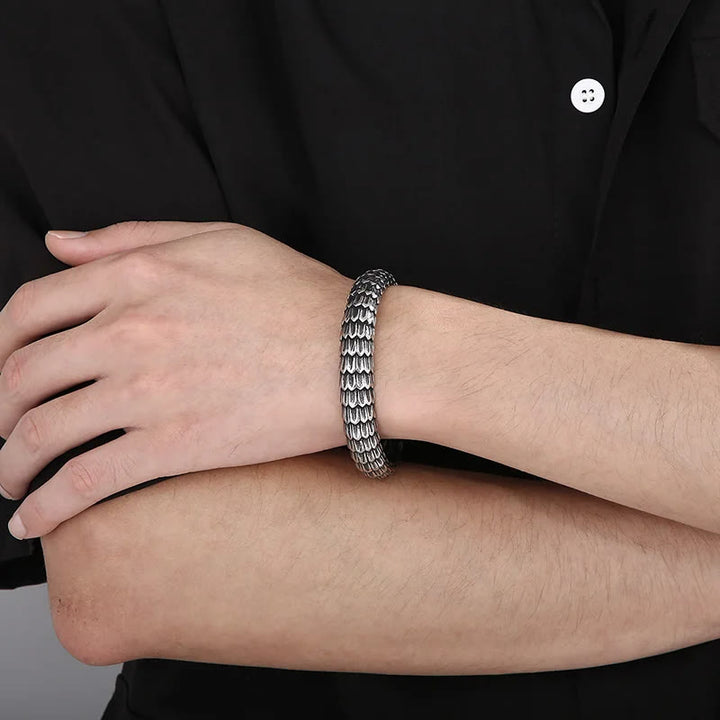 WorldNorse Retro-Armband mit Drachenschuppen-Manschette zum Öffnen