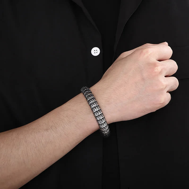 WorldNorse Retro-Armband mit Drachenschuppen-Manschette zum Öffnen