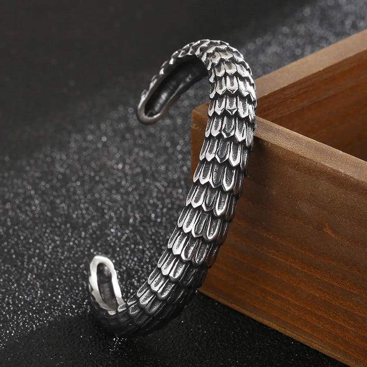 WorldNorse Retro-Armband mit Drachenschuppen-Manschette zum Öffnen