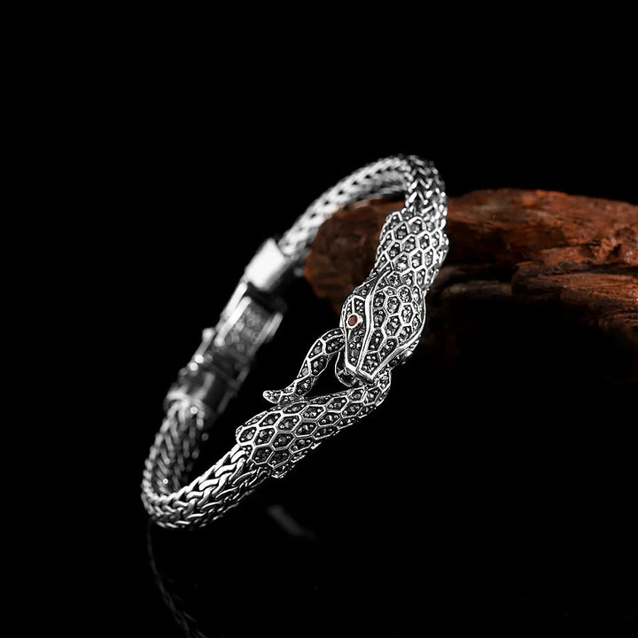 WorldNorse Schlangenarmband aus 925er Sterlingsilber mit Marseille-Stein