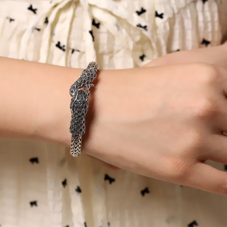 WorldNorse Schlangenarmband aus 925er Sterlingsilber mit Marseille-Stein