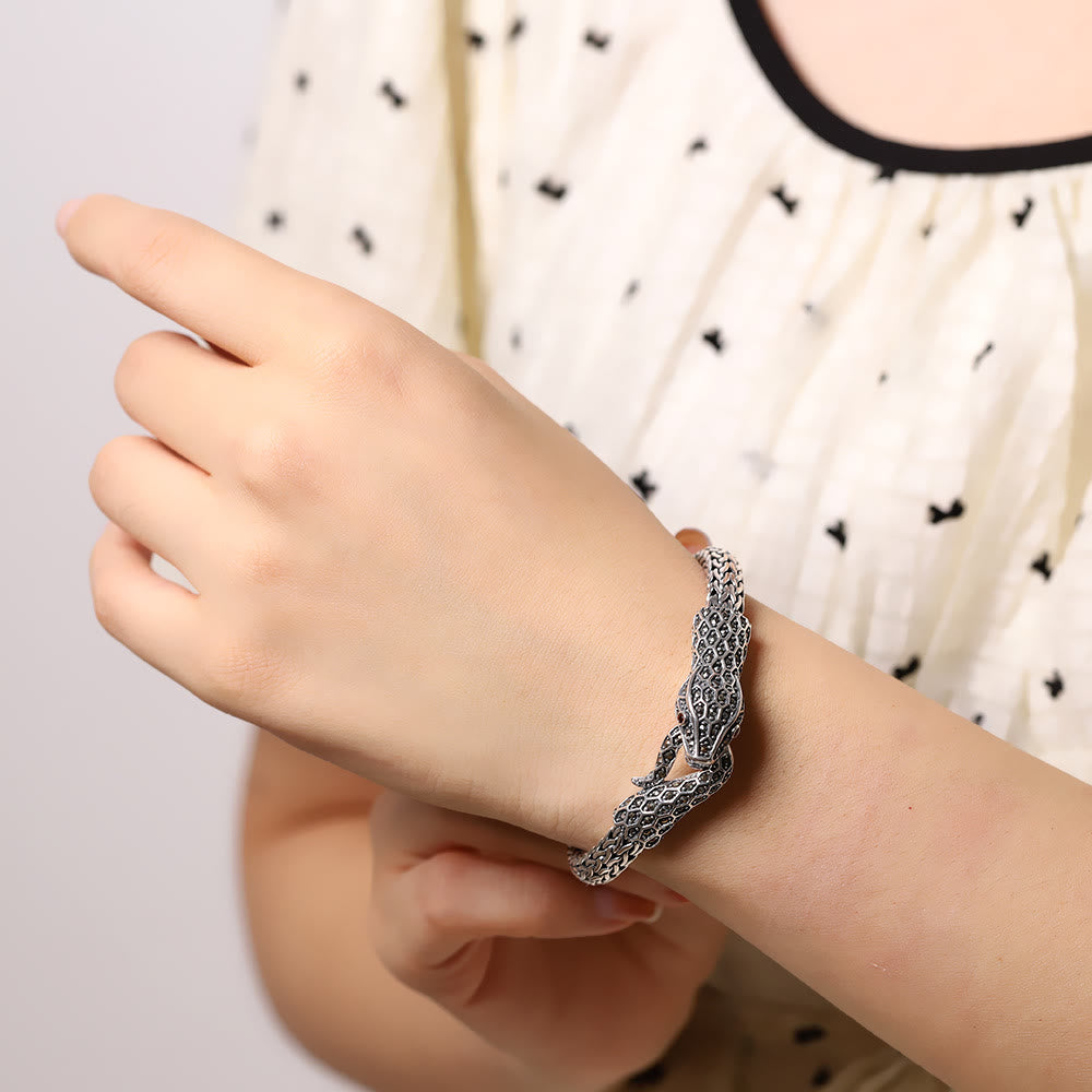 WorldNorse Schlangenarmband aus 925er Sterlingsilber mit Marseille-Stein
