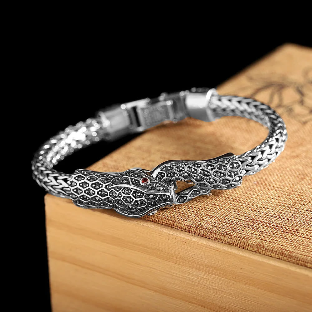 WorldNorse Schlangenarmband aus 925er Sterlingsilber mit Marseille-Stein