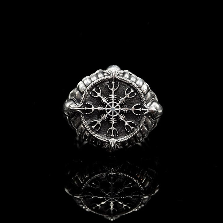 WorldNorse handgefertigtes 925er Silber Totenkopf Helm der Ehrfurcht Ring - 72mm - image 0