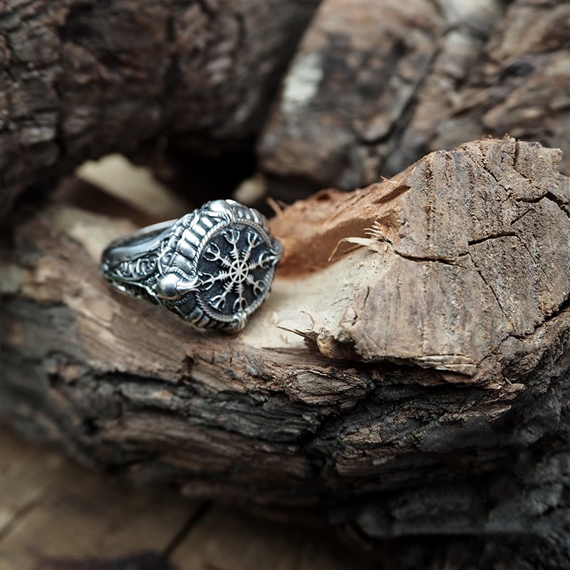 WorldNorse 925 Sterling Silber Totenkopf Helm der Ehrfurcht Ring
