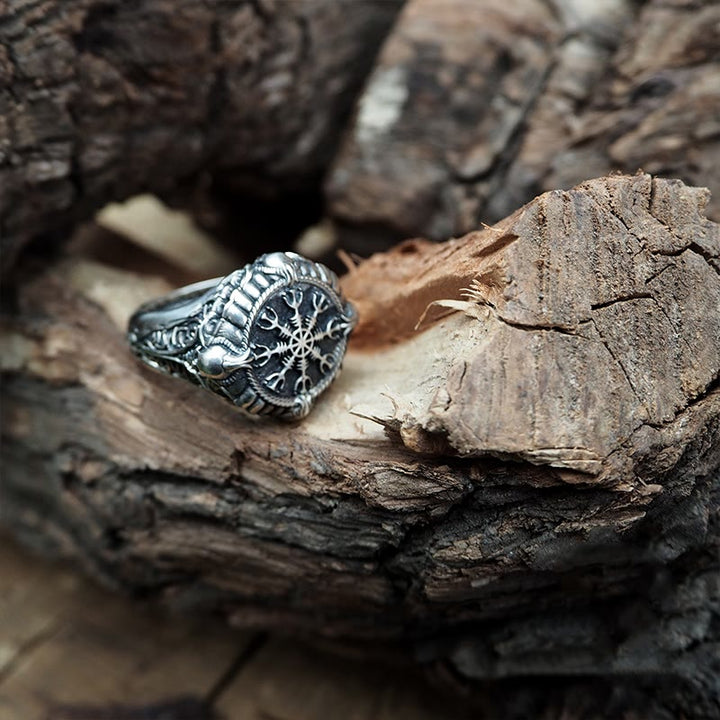 WorldNorse 925 Sterling Silber Totenkopf Helm der Ehrfurcht Ring