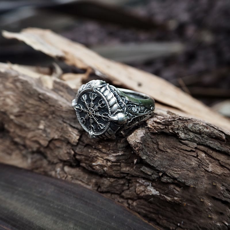 WorldNorse 925 Sterling Silber Totenkopf Helm der Ehrfurcht Ring