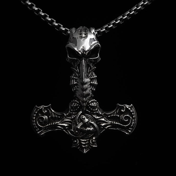WorldNorse 925 Sterling Silber Skelett Mjölnir Halskette